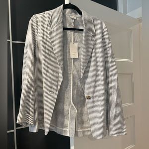 Linen Pinstriped Blazer